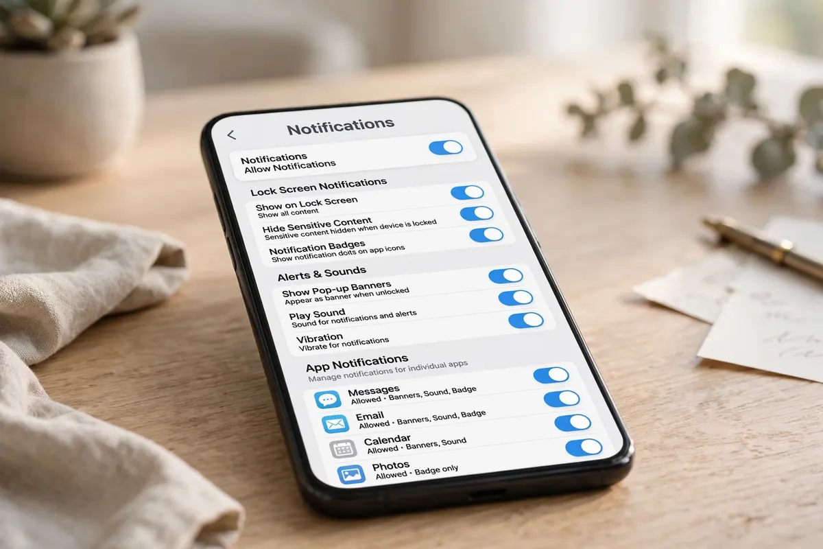 Android notification settings screen for turning off notification dots