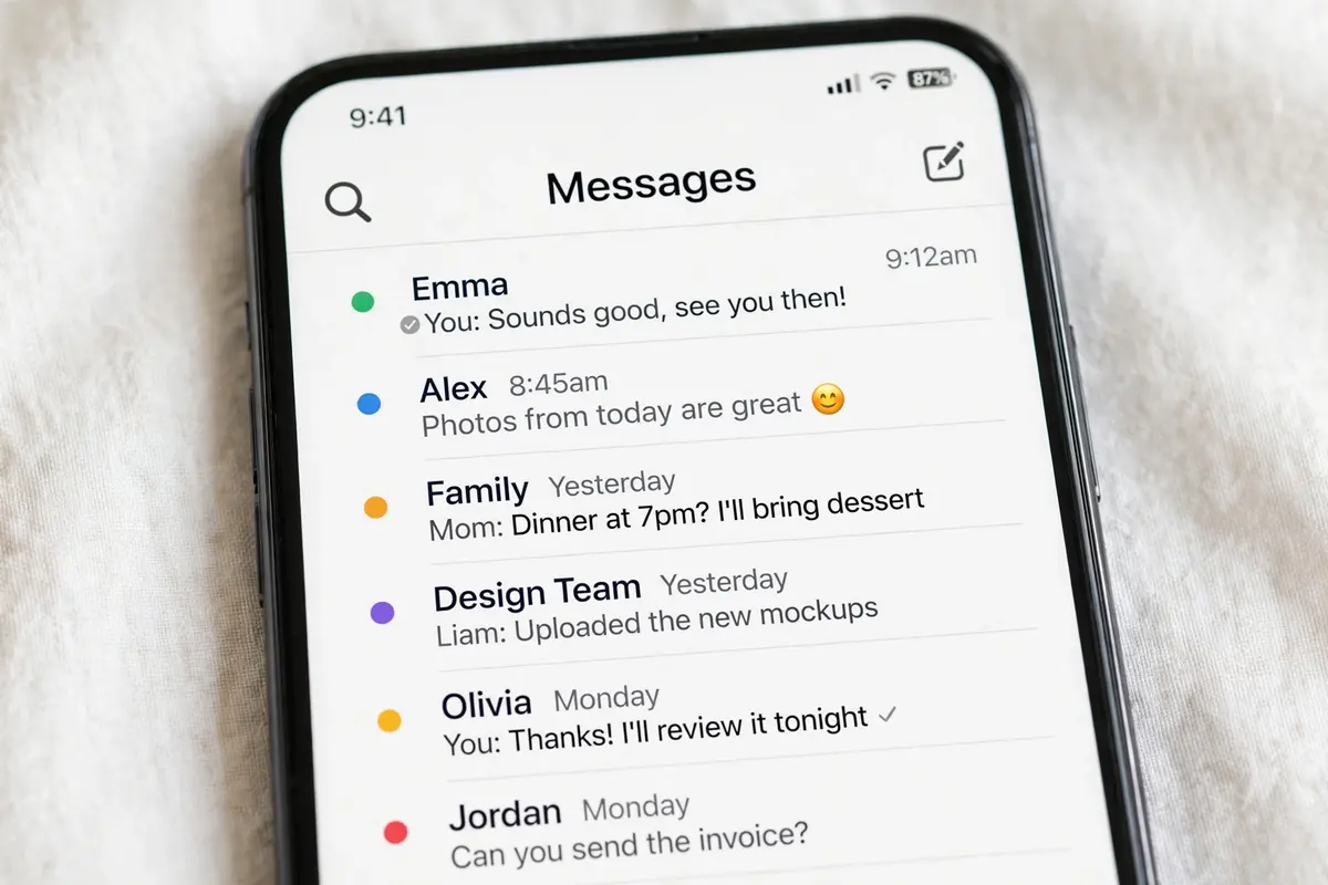 Blue dot next to a Messenger conversation indicating an unread message