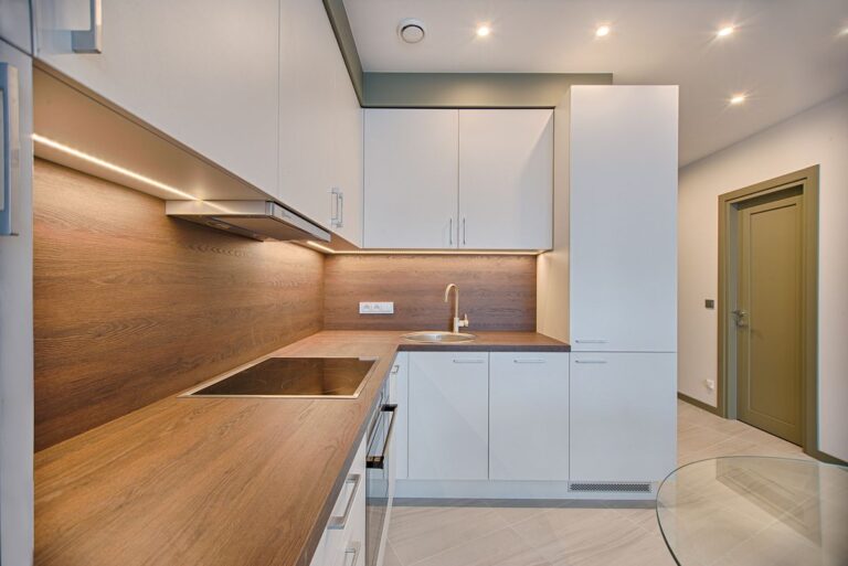 Modern kitchen in a new home, illustrating an online mortgage payment calculator for buyers